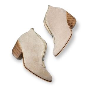 Beast Fashion Tan Vegan Suede Ankle Booties Zipper top design Size 6